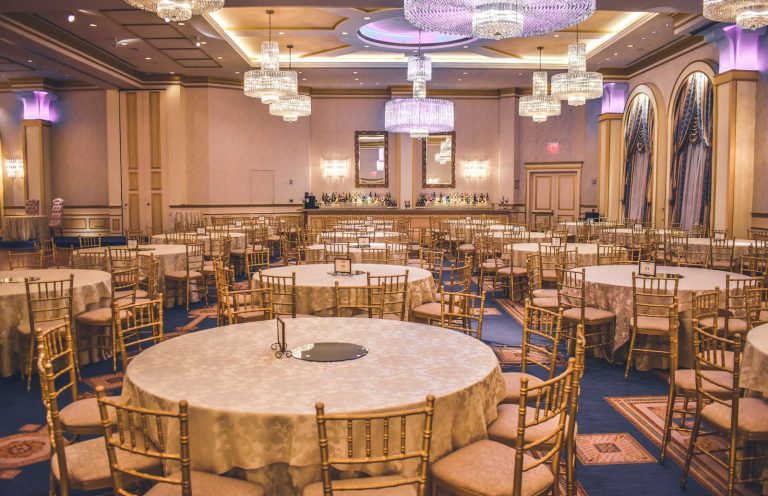 Banquet hall set for a celebration